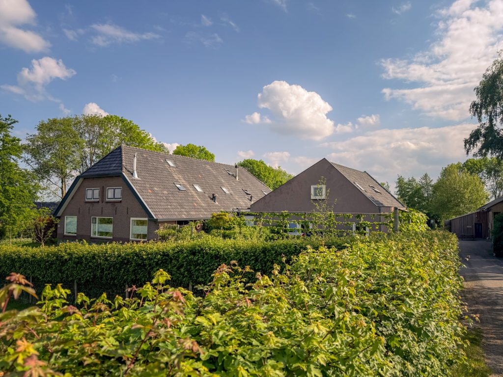 Avondlicht over het terrein